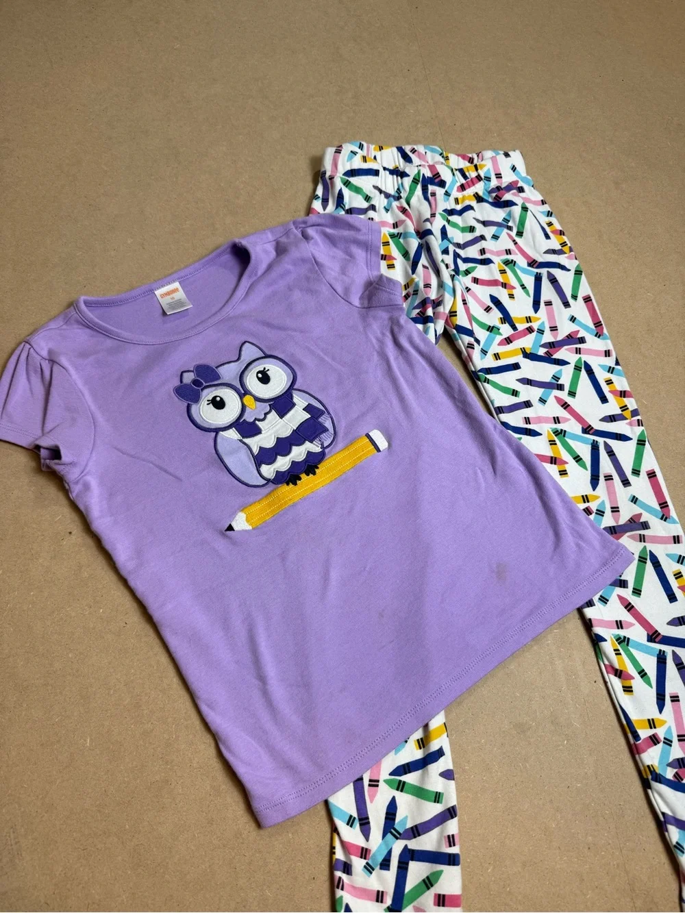 Gymboree Girls Size 10 Back to School Owl Shirt Crayon Leggings Outfit Set